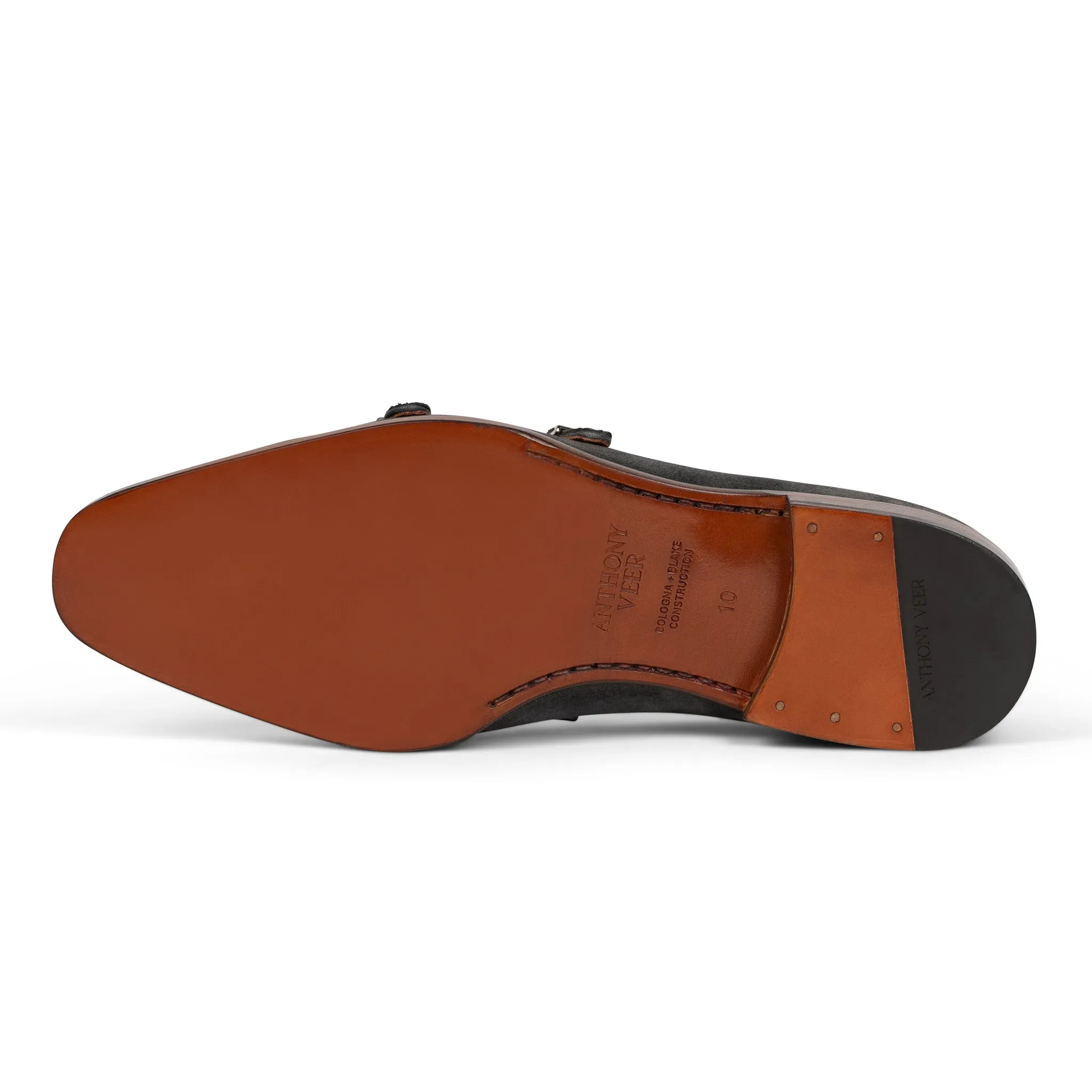 Beaumont Double Monk Loafer // Smoke Slate Grey Suede