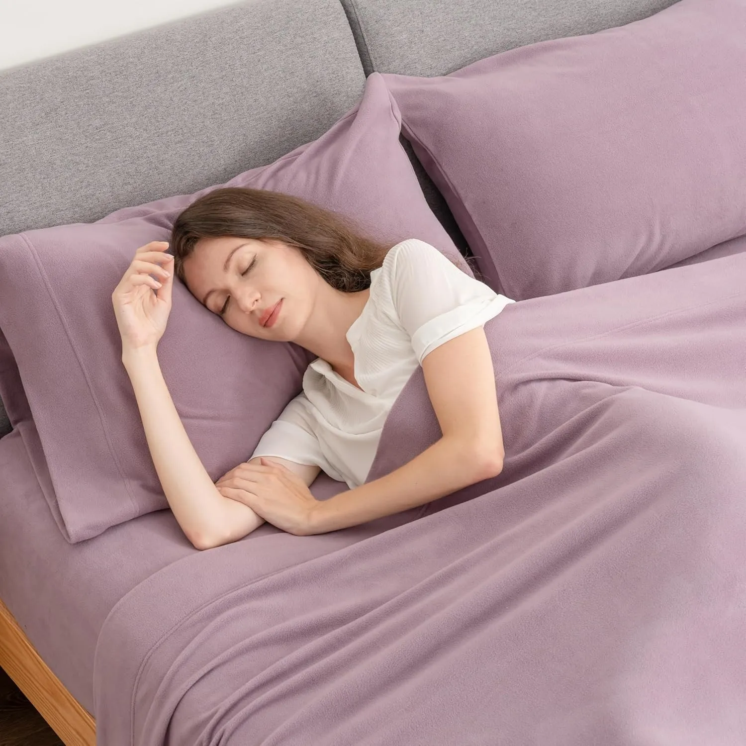 Berkshire Blanket Luxury Soft Microfleece Queen Sheet Set, Warm and Durable, All Season Sheet (Queen, Lavender)