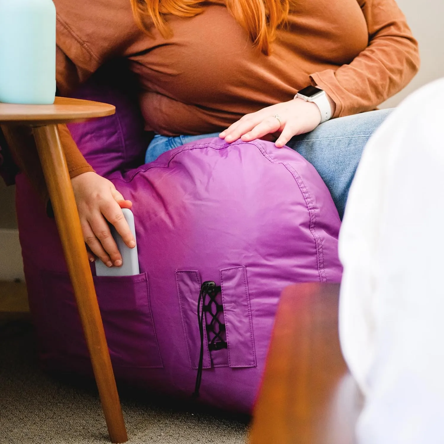 Big Joe Dorm Bean Bag Chair with Drink Holder and Pocket, Radiant Orchid Smartmax, Durable Polyester Nylon Blend, 3 feet