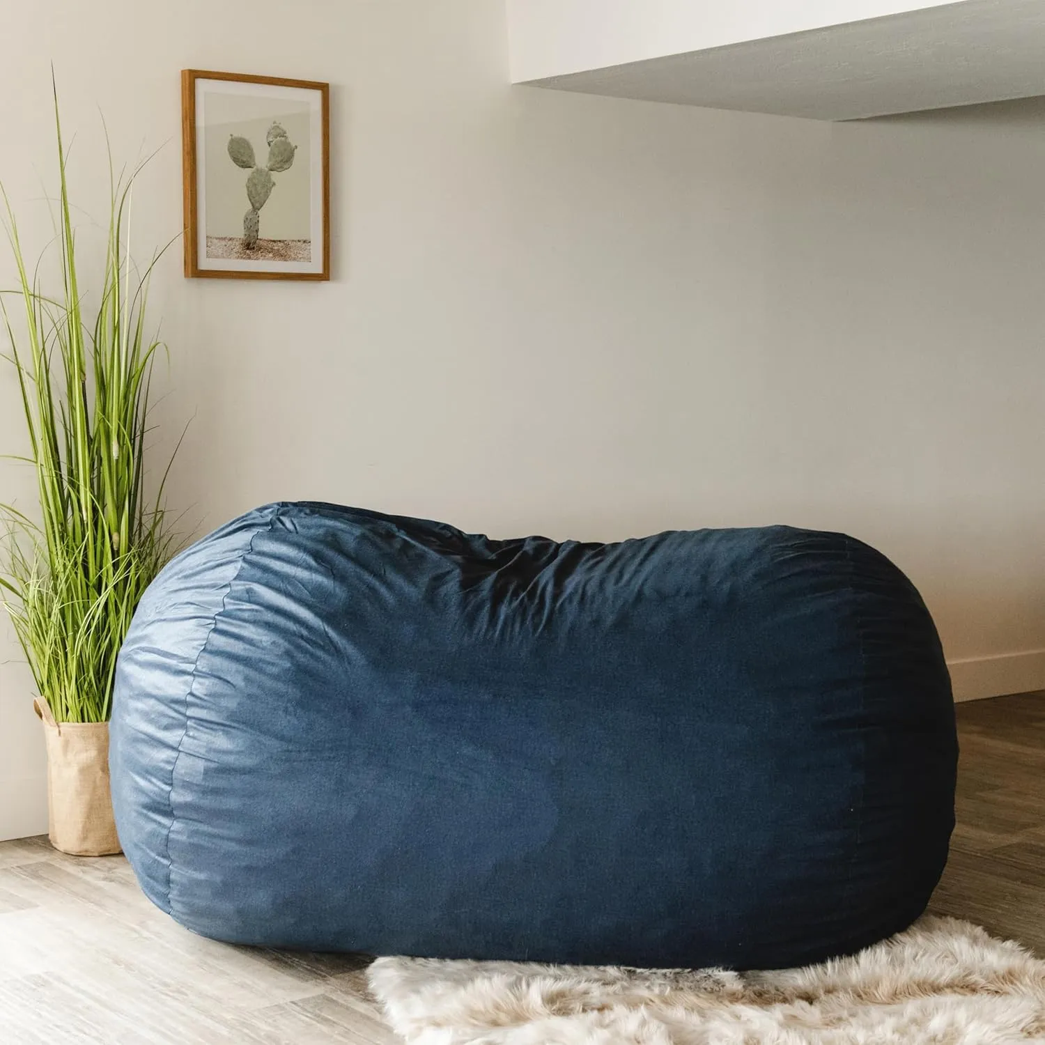 Big Joe Fuf XL Foam Filled Bean Bag Chair with Removable Cover, Cobalt Lenox, Durable Woven Polyester, 5 feet Giant