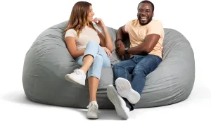 Big Joe Fuf XXL Foam Filled Bean Bag Chair with Removable Cover, Fog Lenox, Durable Woven Polyester, 6 feet Giant
