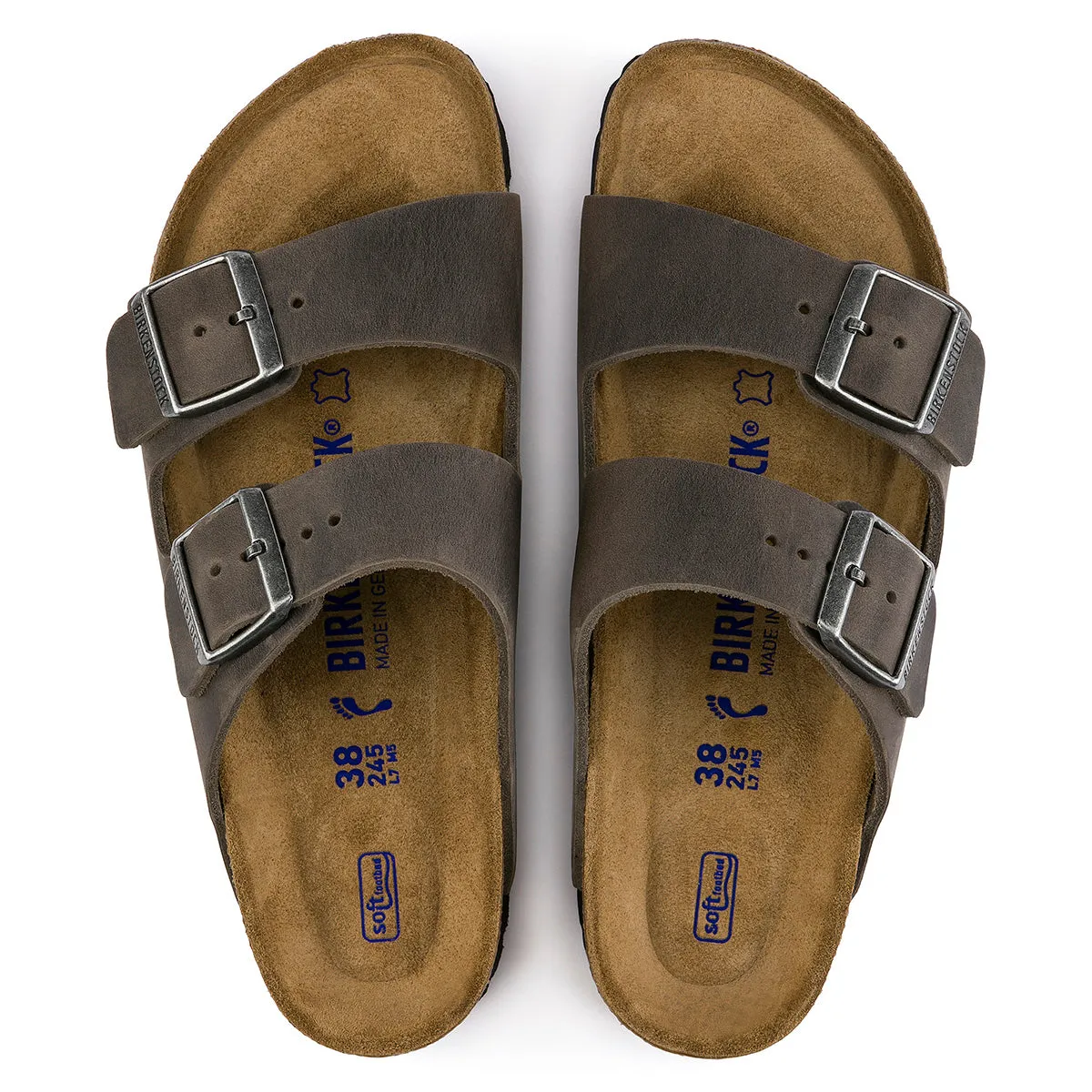 Birkenstock 552801 Arizona Soft Footbed Iron Oiled Leather