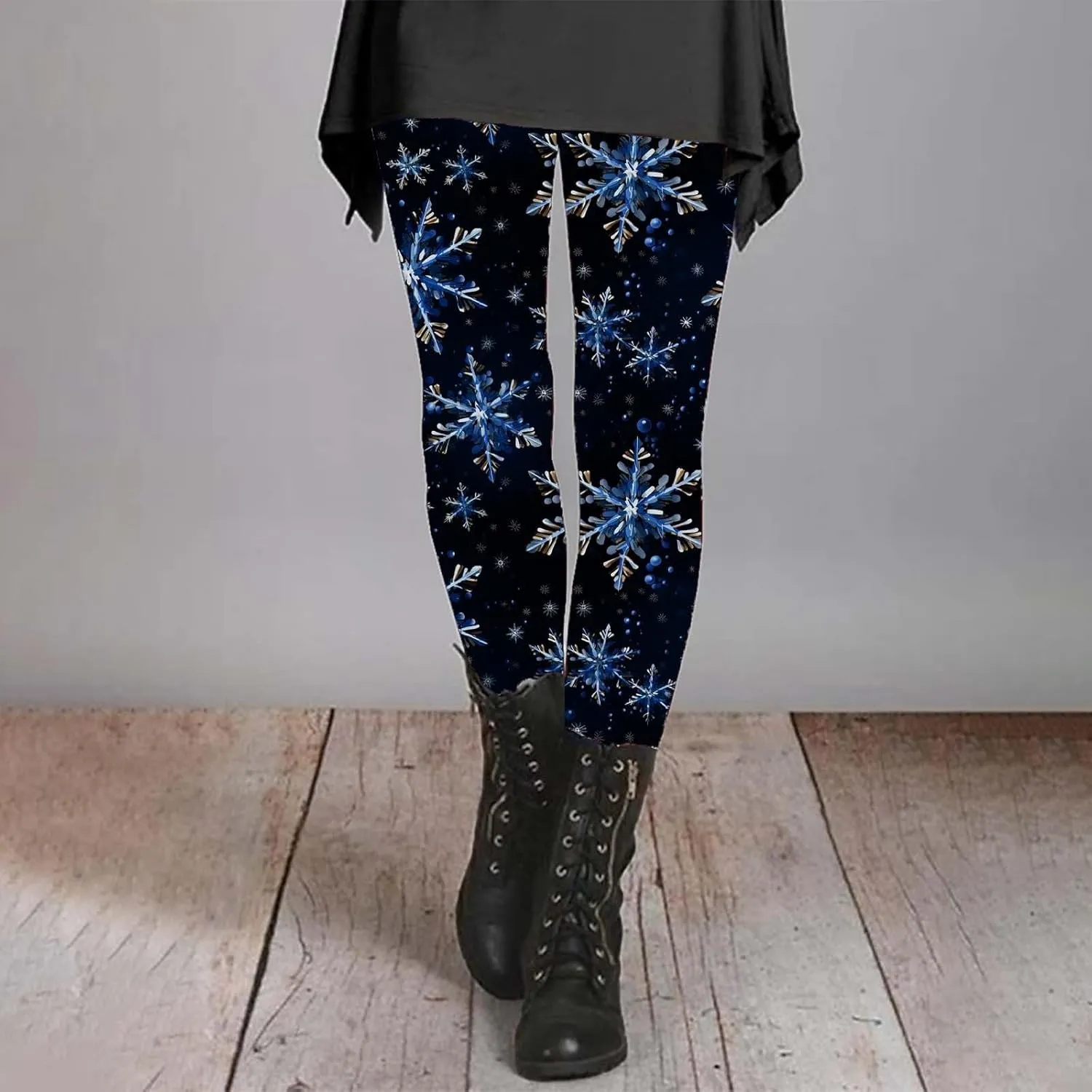 Black Leggings Women Leggings Artistic Splash Printed Soft Stretchy Pants Winter Pants for Women Lined Thermal High