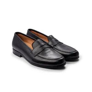 Black Milled Moc Detail Penny Loafer