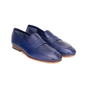 Blue Hanpainted Unlined Penny Strap Loafer