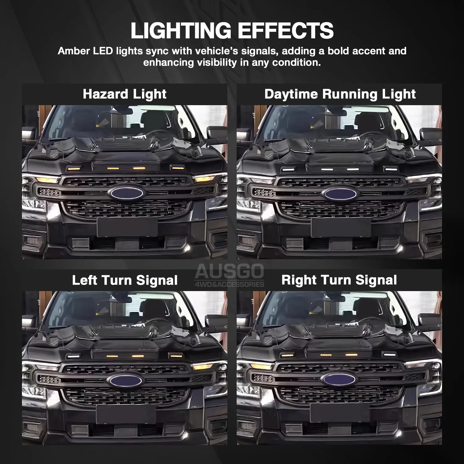 Bonnet Protector with LED Light for Ford Ranger Next-Gen Single / Extra / Dual Cab 2022-Onwards