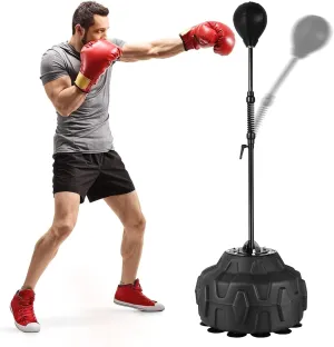 Boxing Reflex Bag,Punch Ball Stand Box Trainer,55.9-71.6-Inches Height Adjustable Boxing Equipment-Fast Bounceback to Increase Speed, Reflexes, and Stamina for Home Gym, Fast Reflex Training
