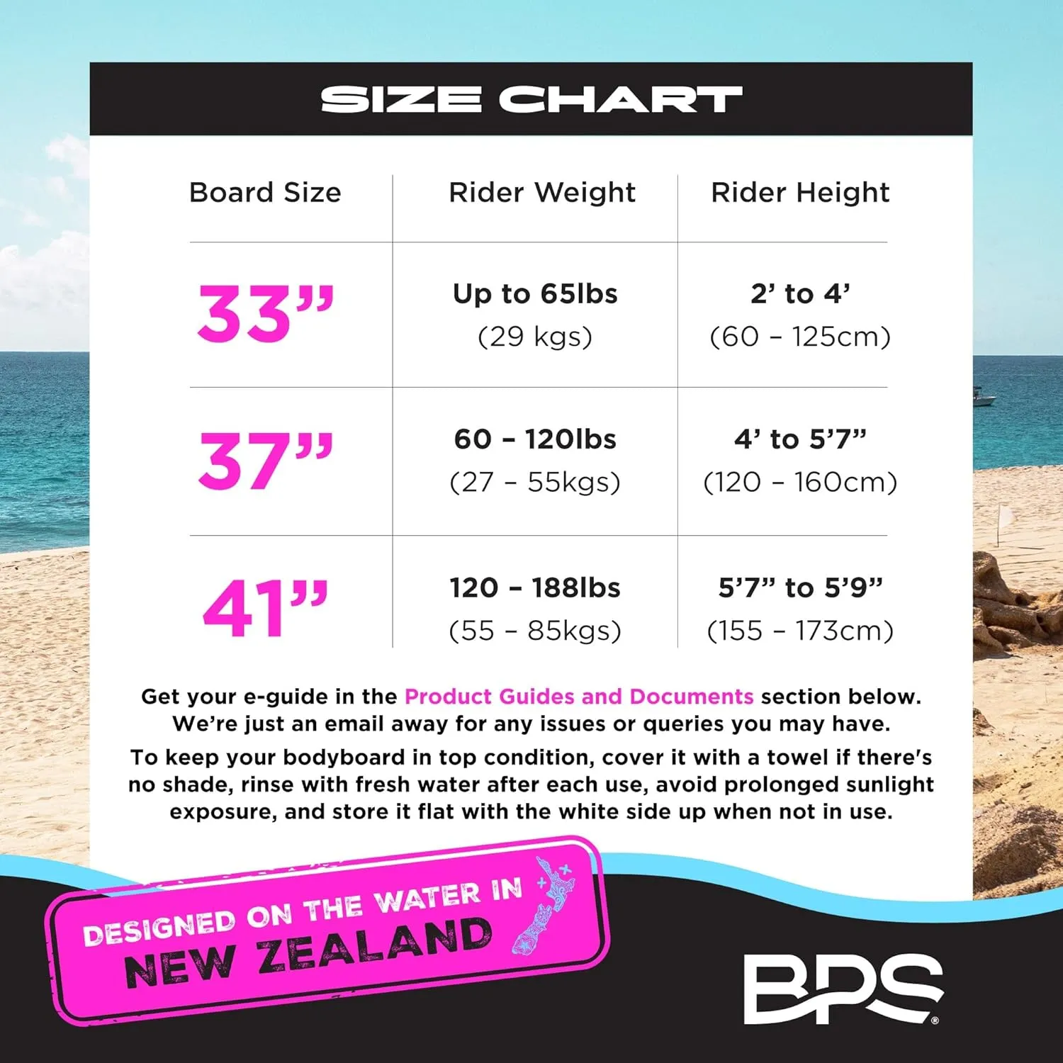 BPS 'Storm' Bodyboard with Premium Coiled Leash - Lightweight with EPS Core, Durable for All Wave Conditions