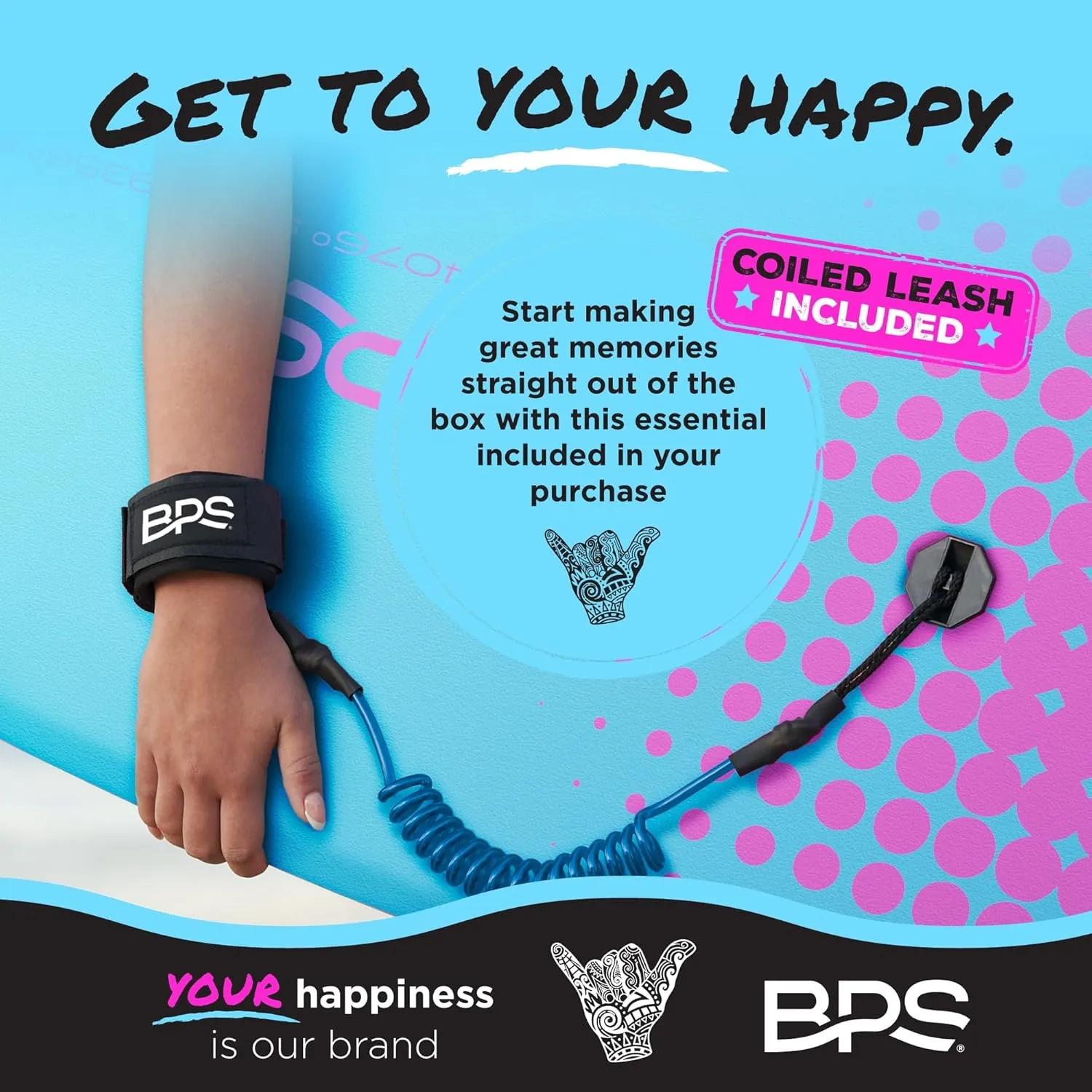 BPS 'Storm' Bodyboard with Premium Coiled Leash - Lightweight with EPS Core, Durable for All Wave Conditions
