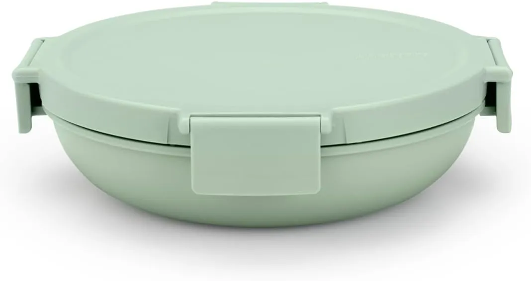 Brabantia Make & Take Lunch Bowl (Jade Green) 100% Leakproof, Convenient Flat Design, Microwave & Freezer Safe, Pasta, Noodles, Meal Prep Container