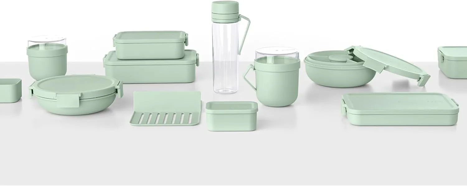 Brabantia Make & Take Lunch Bowl (Jade Green) 100% Leakproof, Convenient Flat Design, Microwave & Freezer Safe, Pasta, Noodles, Meal Prep Container