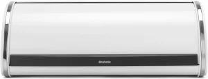 Brabantia Roll Top Bread Box – Large Countertop Storage Box for Bread, Bagels, Rolls – Space-Efficient Kitchen Design with Flat Top, Durable Metal – White