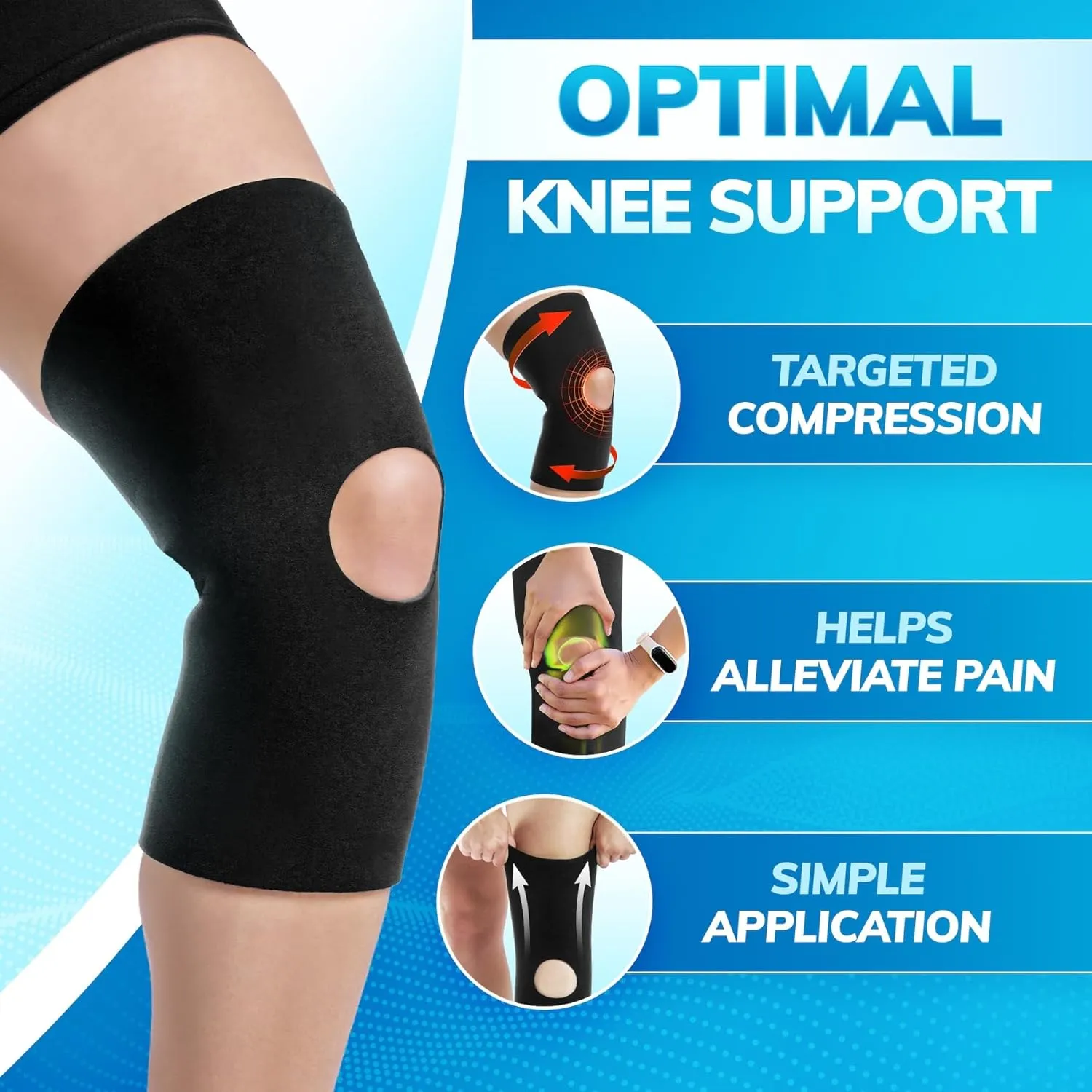 BraceAbility Open Patella/Open Back Neoprene Knee Sleeve | Water-Resistant Athletic Compression Knee Brace for Swimming, Wakeboarding, Scuba Diving, Surfing, Waterskiing and Other Sports (Medium)