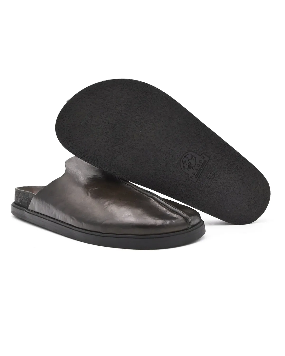Brador Leather Mule In Olive