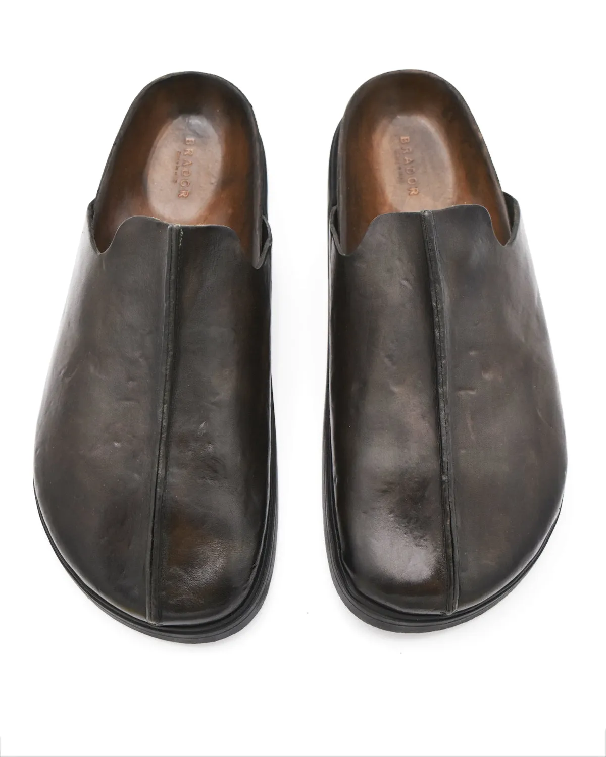 Brador Leather Mule In Olive