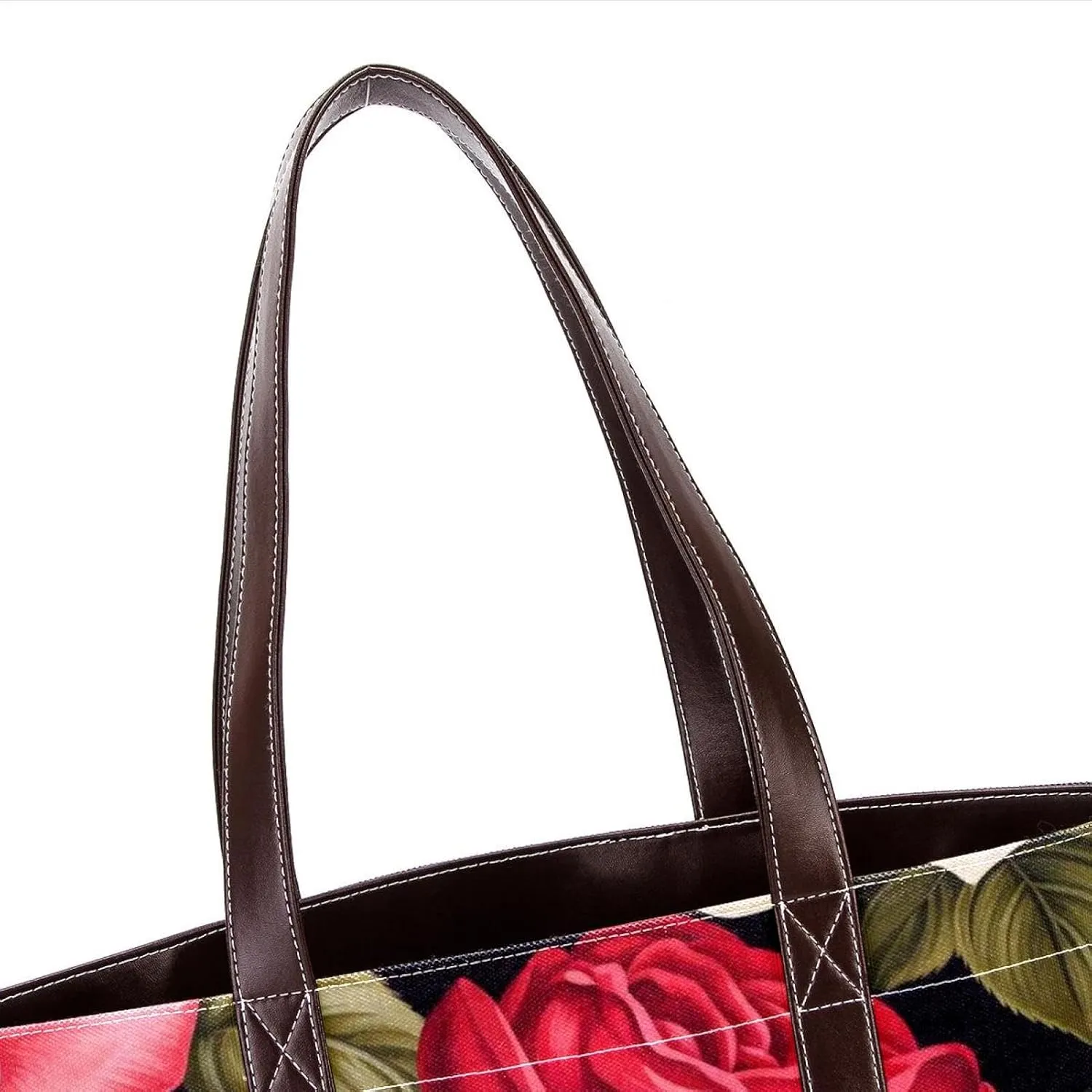 Bright Red Roses-947 Fashion Washed Durable Leather Purse Bag for Women Top Handle Ladies Shoulder Bags with Pockets Zipper