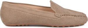 Brinley Co. Womens Comfort Sole Faux Nubuck Laser Cut Loafers Taupe, 9 Regular US