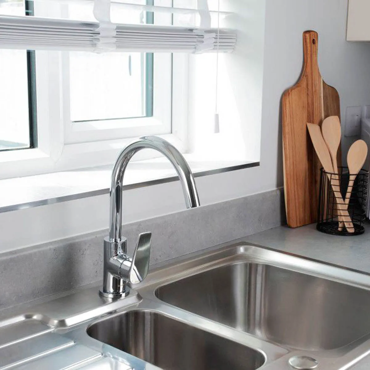 Bristan Kitchen Mixer Tap Swivel Brass Chrome Effect Single Lever Durable