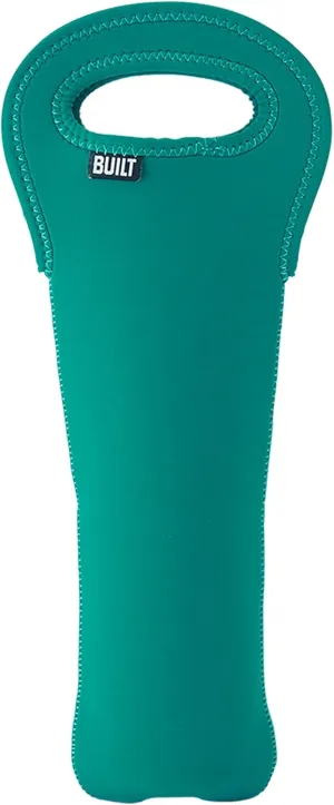 BUILT One Bottle Wine Tote, Stain, Tear, and Water Resistant, Insulated Bag For Protecting Wine Bottle While Carrying, Sea Green