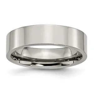 Buy Stylish 6mm Polished Titanium Flat Band Ring - High-Quality & Durable