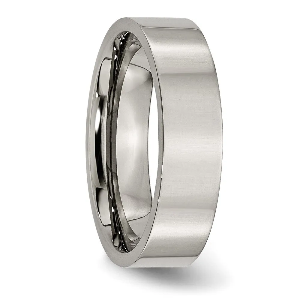 Buy Stylish 6mm Polished Titanium Flat Band Ring - High-Quality & Durable