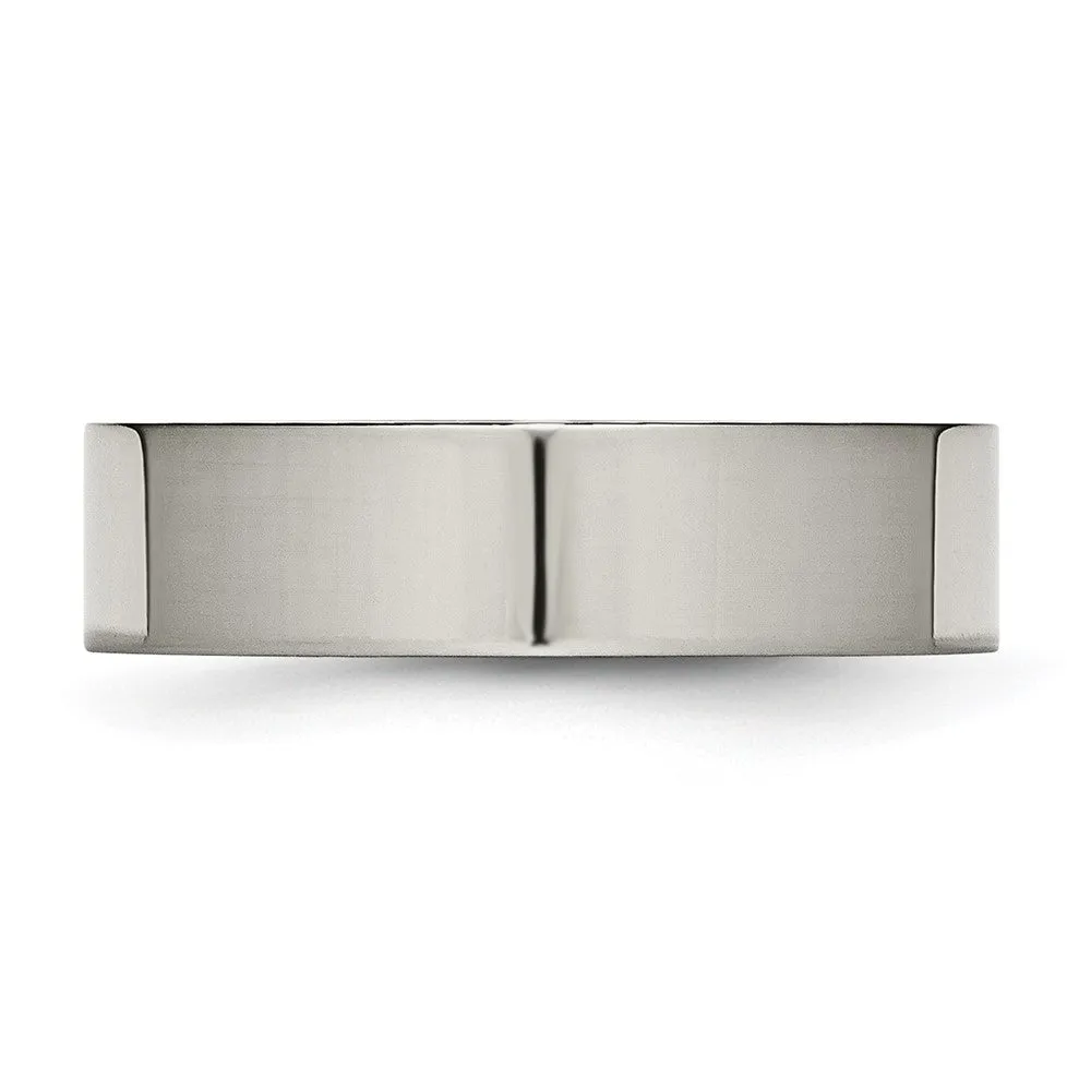 Buy Stylish 6mm Polished Titanium Flat Band Ring - High-Quality & Durable