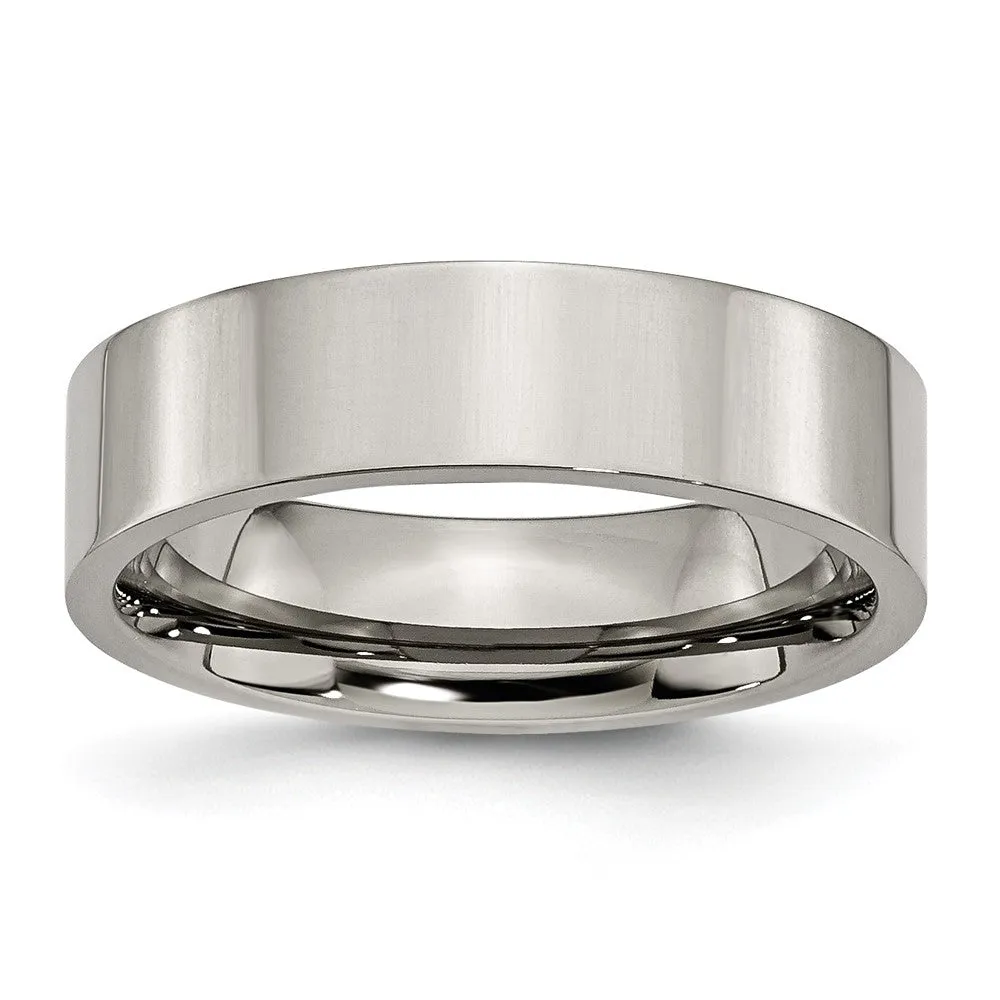 Buy Stylish 6mm Polished Titanium Flat Band Ring - High-Quality & Durable