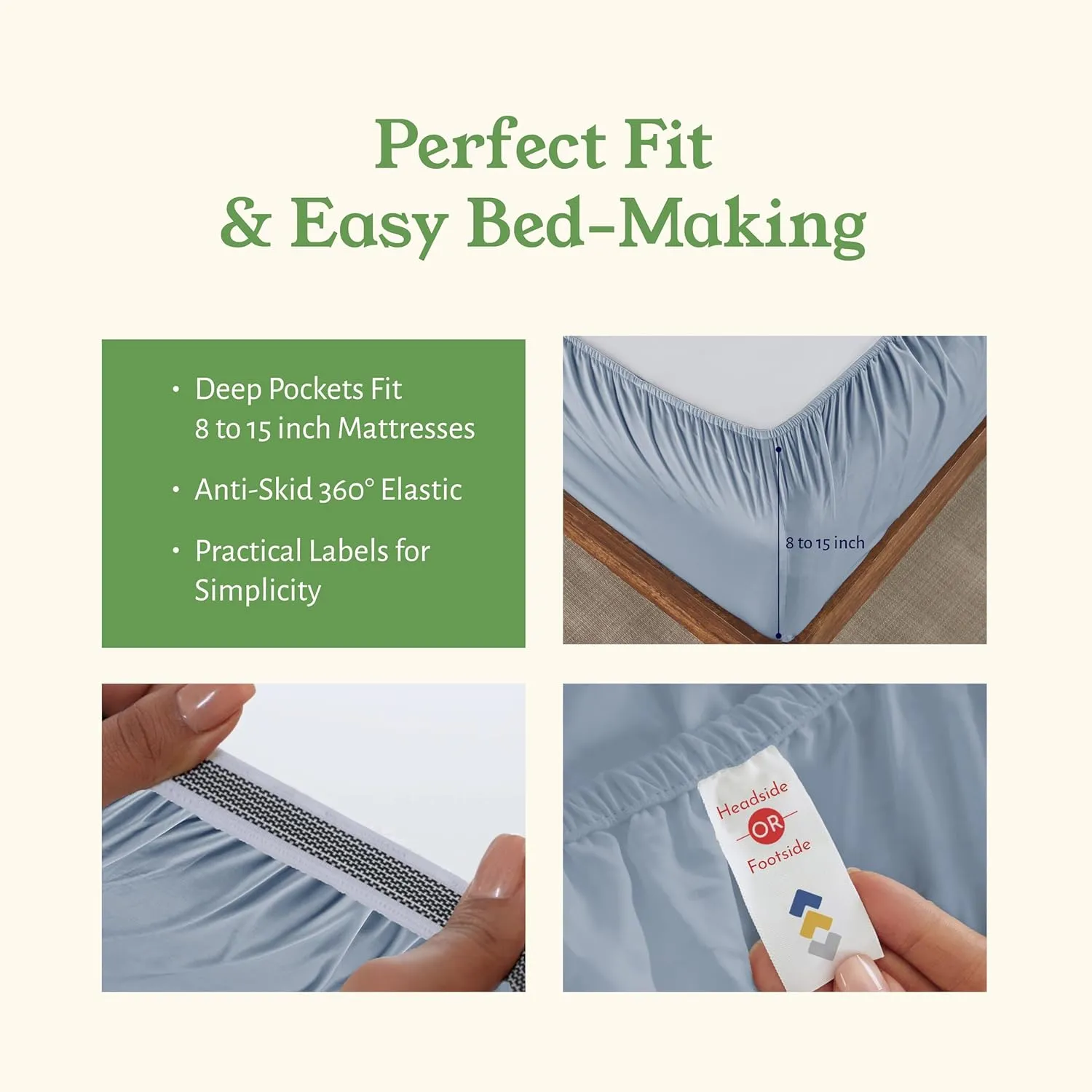 California Design Den 100% Organic Cotton Sheets King - Cool and Crisp Percale Sheets King Size Set with Deep Pockets, Durable Bedding Set - Blue Hydrangea