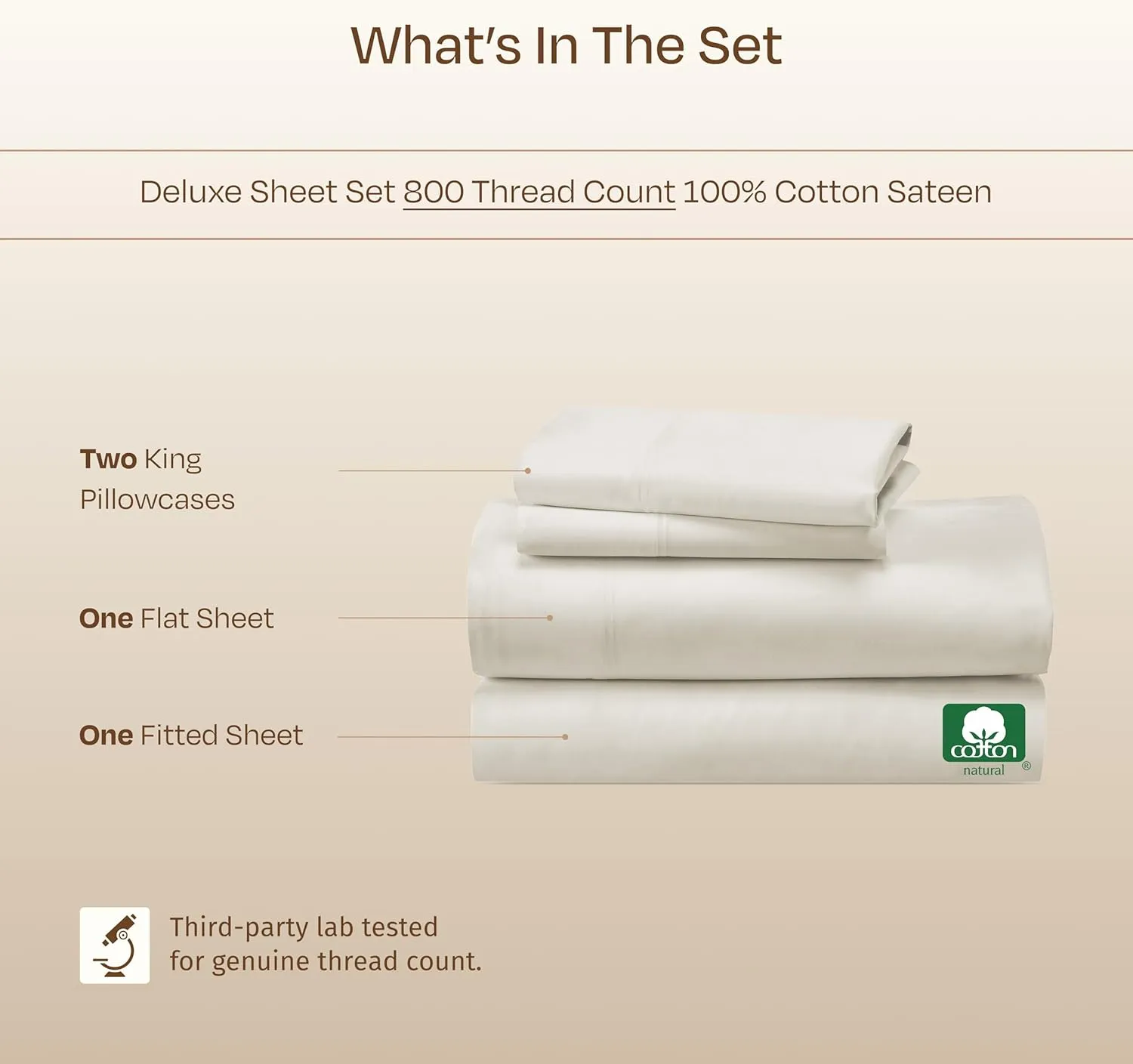 California Design Den Luxury King Bed Sheets - Buttery Soft 800 Thread Count Sateen, 100% Cotton Bed Sheets Set - Beats Fake Egyptian Claims, Deep Pockets, Durable Bedding Set (Ivory)