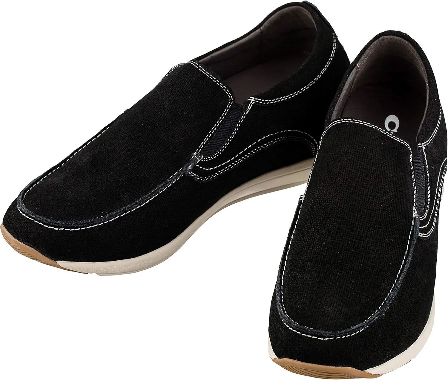 CALTO Men's Invisible Height Increasing Elevator Shoes - Black Nubuck Leather Slip-on Casual Loafers - 2.8 Inches Taller - G4903 - Size 11.5 D(M) US