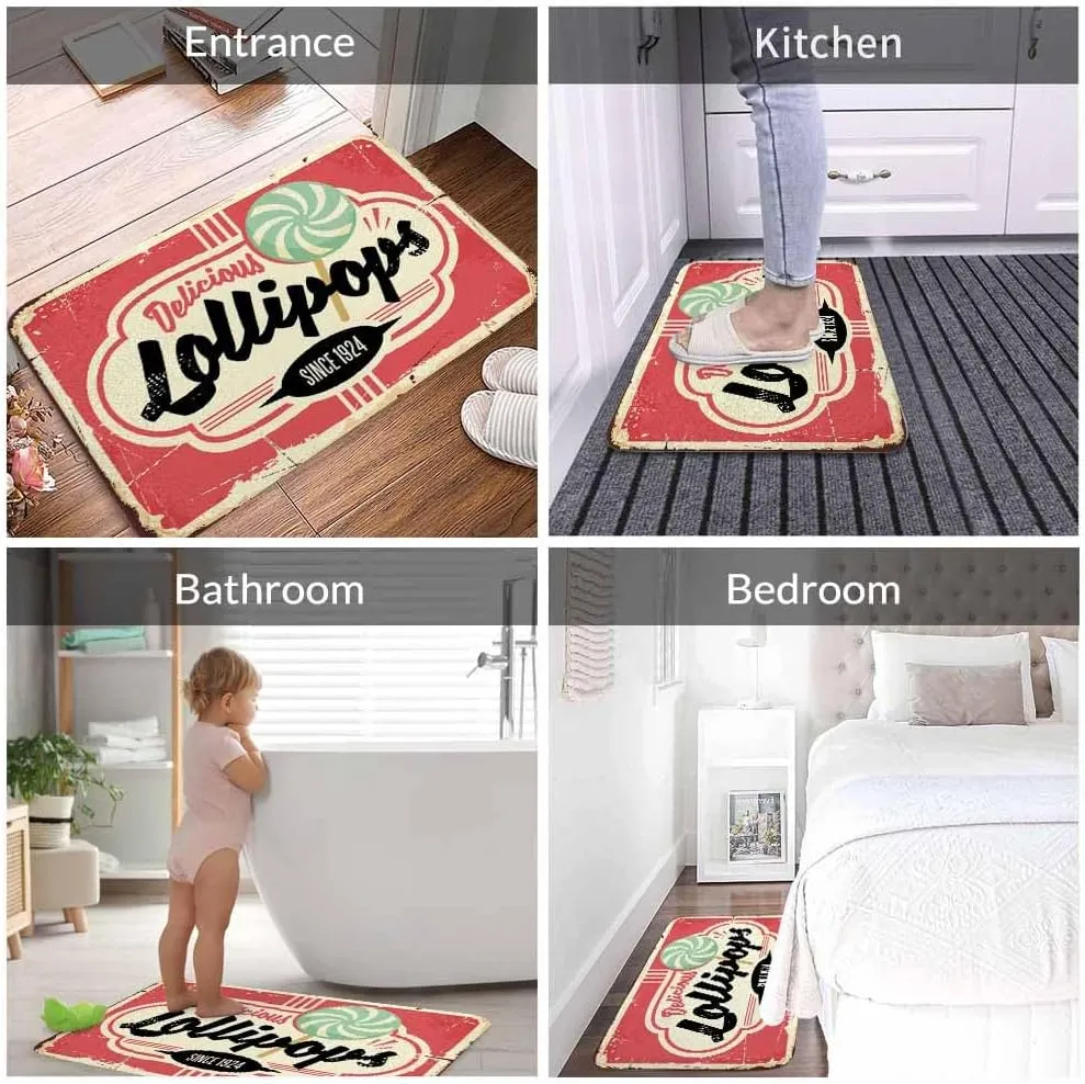 Candy Store Sign Bath Rugs for Bathroom Durable Flannel Bath Rug Clearance Mats for Forlaundry Room and Kitchen Decor Carpt Washable 15.7 x 23.6 Inch