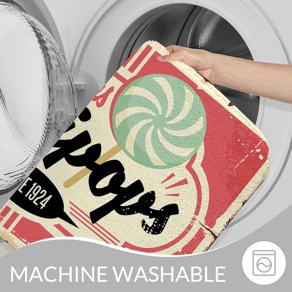 Candy Store Sign Bath Rugs for Bathroom Durable Flannel Bath Rug Clearance Mats for Forlaundry Room and Kitchen Decor Carpt Washable 15.7 x 23.6 Inch