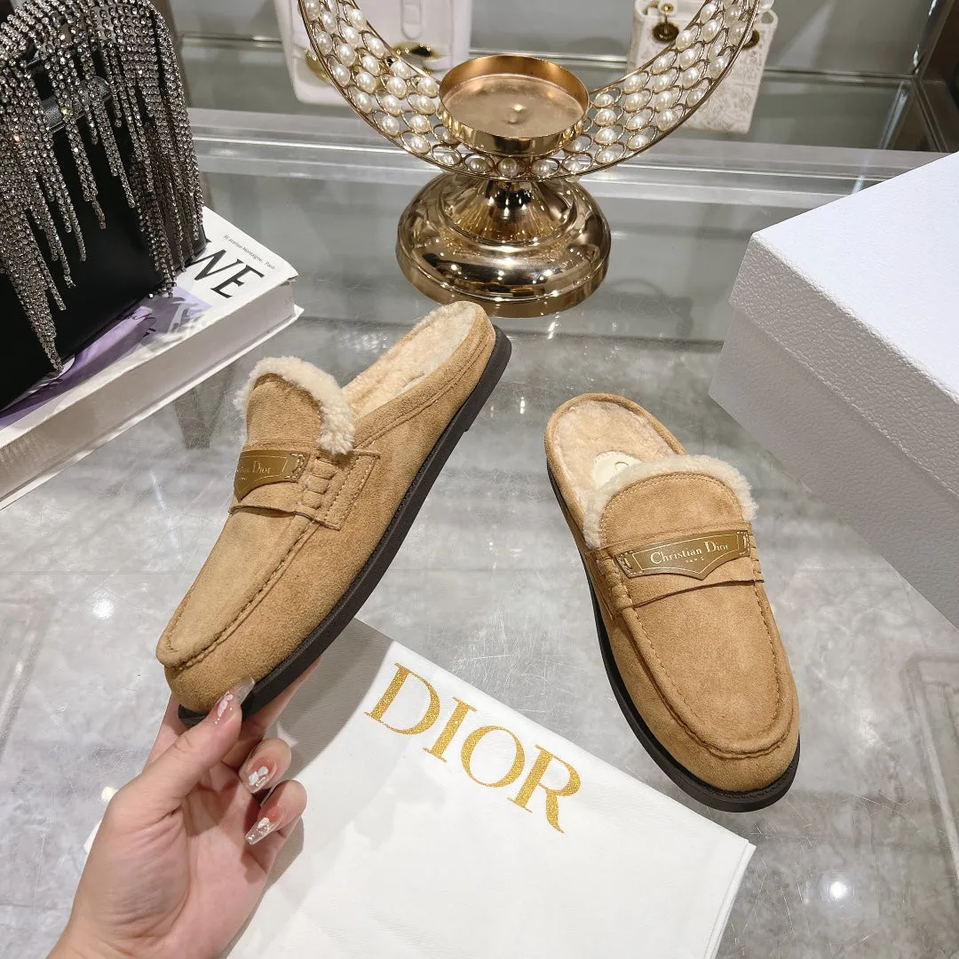 CD Boy Mule In Light Brown Suede With Fleece Lining 996446