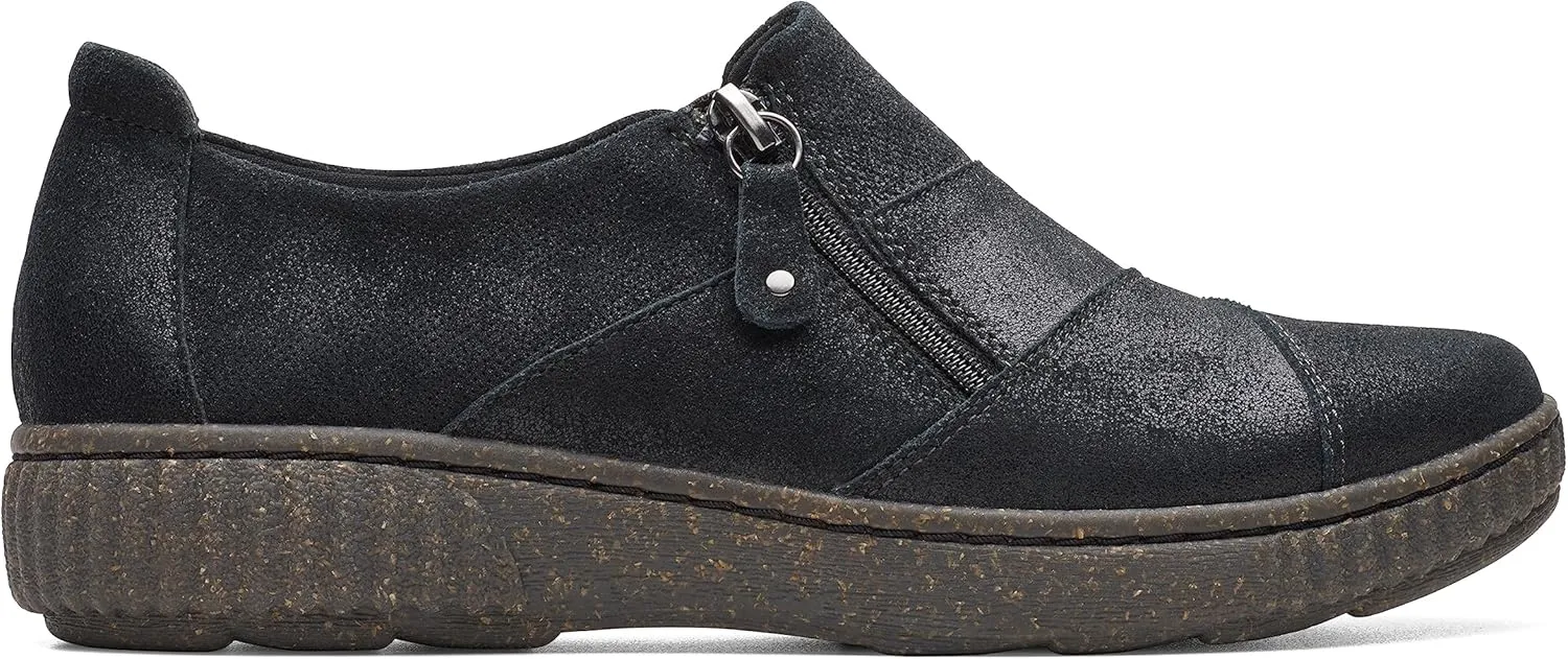Clarks Women's Caroline Grace Loafer, Black Leather, 10
