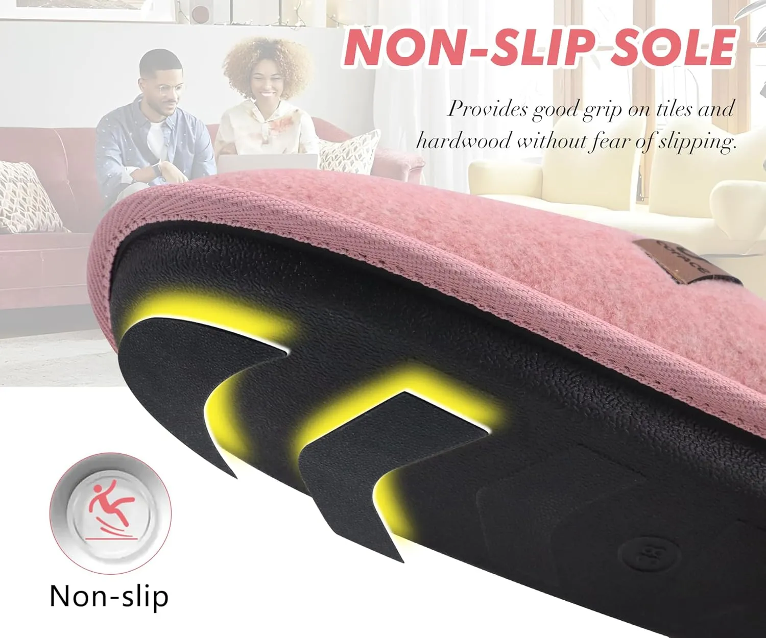 COFACE Unisex Mens Womens Cozy Memory Foam Scuff Slippers Casual Slip On Warm House Shoes Indoor/Outdoor Felt Sandal Slippers With Arch Support Rubber Sole Size 4-15
