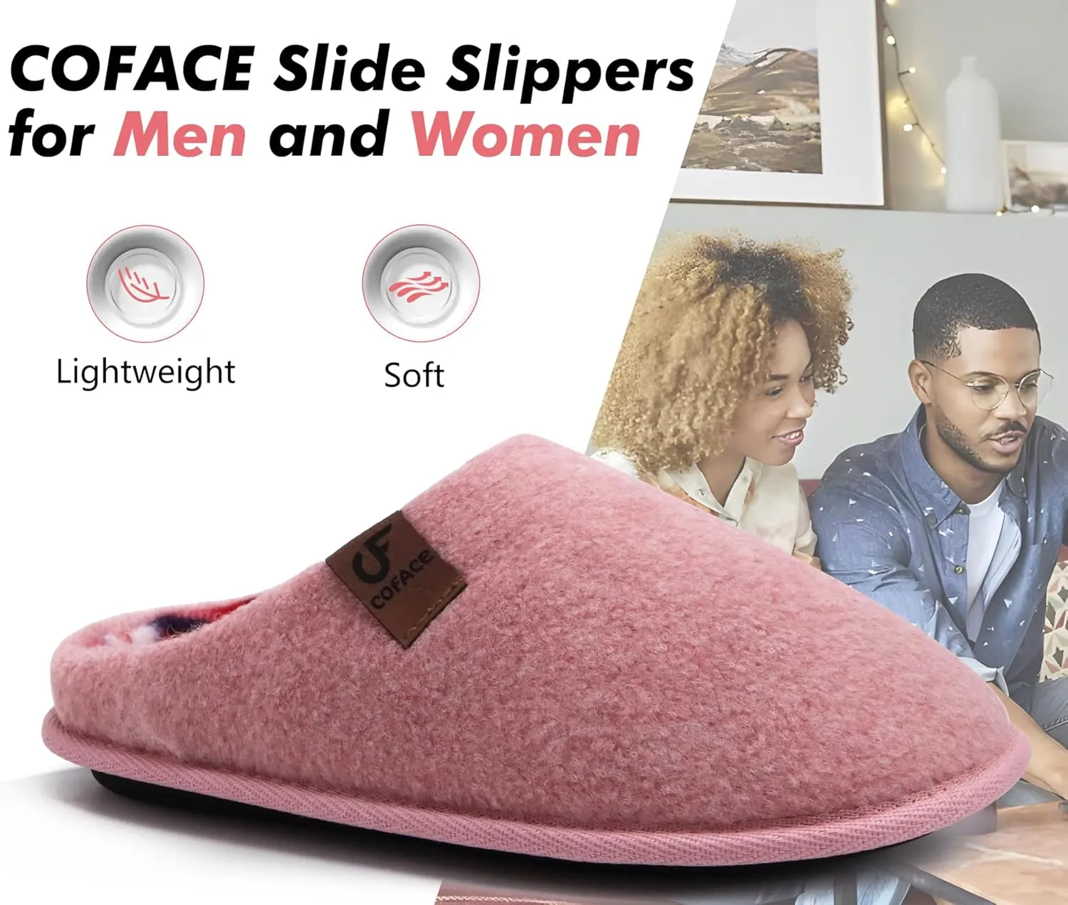 COFACE Unisex Mens Womens Cozy Memory Foam Scuff Slippers Casual Slip On Warm House Shoes Indoor/Outdoor Felt Sandal Slippers With Arch Support Rubber Sole Size 4-15
