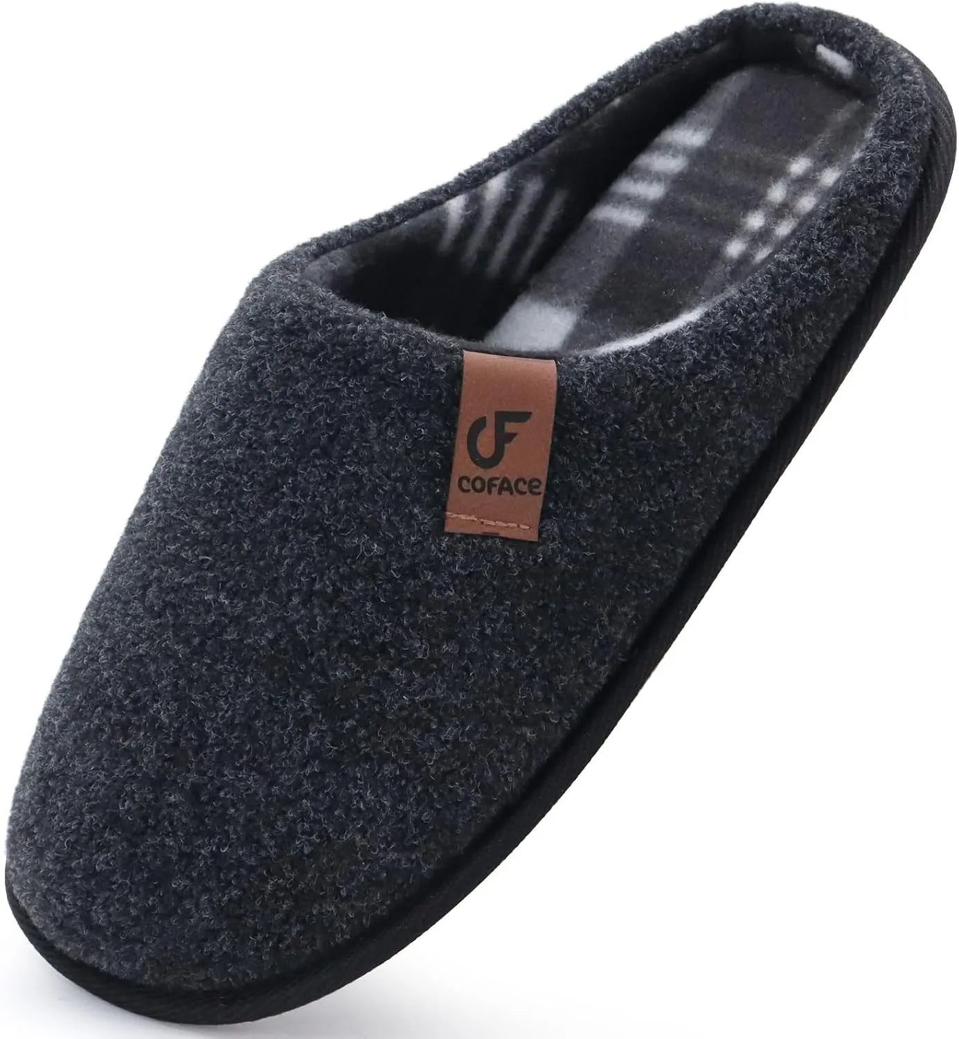 COFACE Unisex Mens Womens Cozy Memory Foam Scuff Slippers Casual Slip On Warm House Shoes Indoor/Outdoor Felt Sandal Slippers With Arch Support Rubber Sole Size 4-15