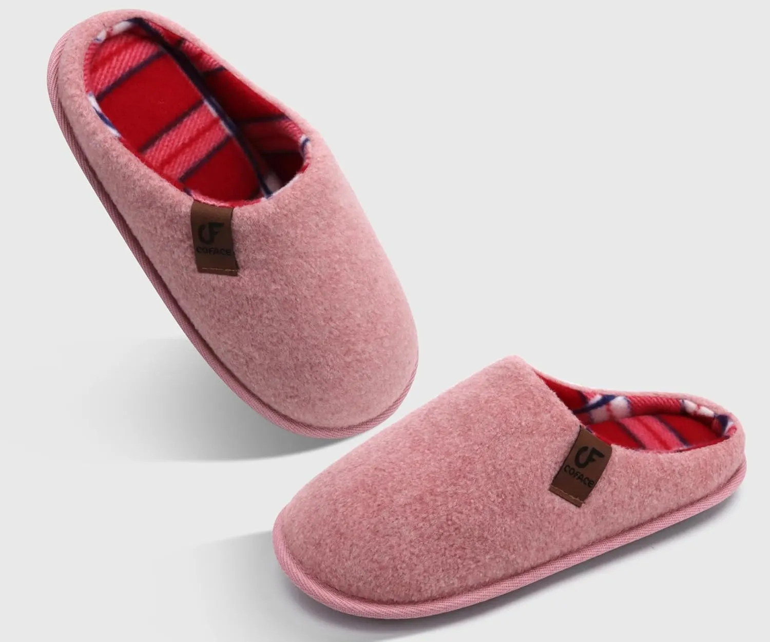 COFACE Unisex Mens Womens Cozy Memory Foam Scuff Slippers Casual Slip On Warm House Shoes Indoor/Outdoor Felt Sandal Slippers With Arch Support Rubber Sole Size 4-15