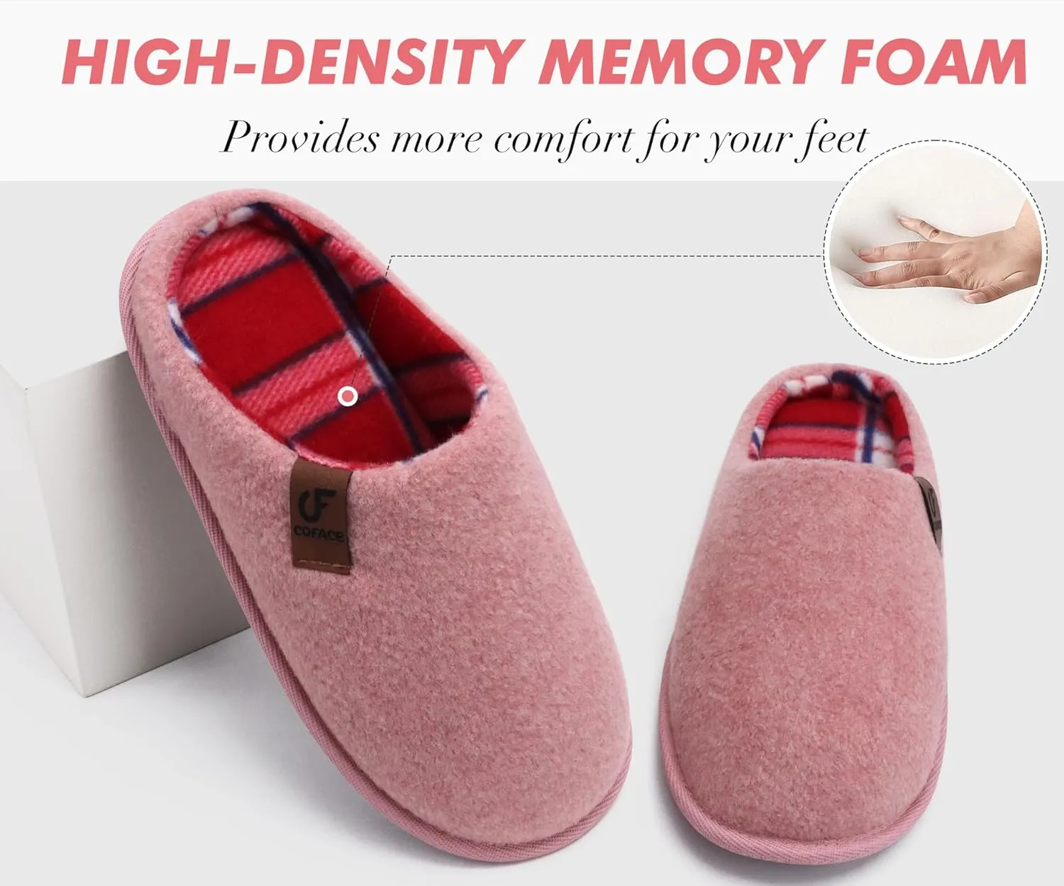 COFACE Unisex Mens Womens Cozy Memory Foam Scuff Slippers Casual Slip On Warm House Shoes Indoor/Outdoor Felt Sandal Slippers With Arch Support Rubber Sole Size 4-15