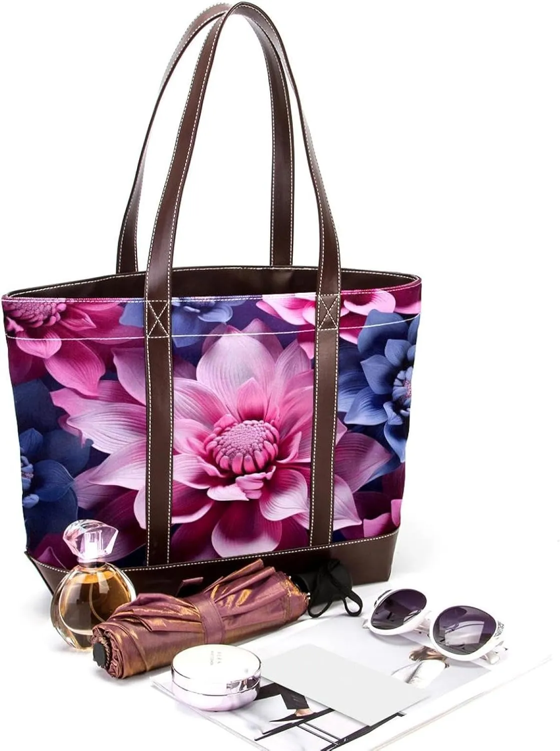 Colorful Petal Flowers-969 Shoulder Purses for Women Large Soft Washed Leather Purses and Durable Handbags
