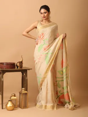 Colour Saree Sandal Hand Jamdani Linen Woven Feature-rich Impressive variety