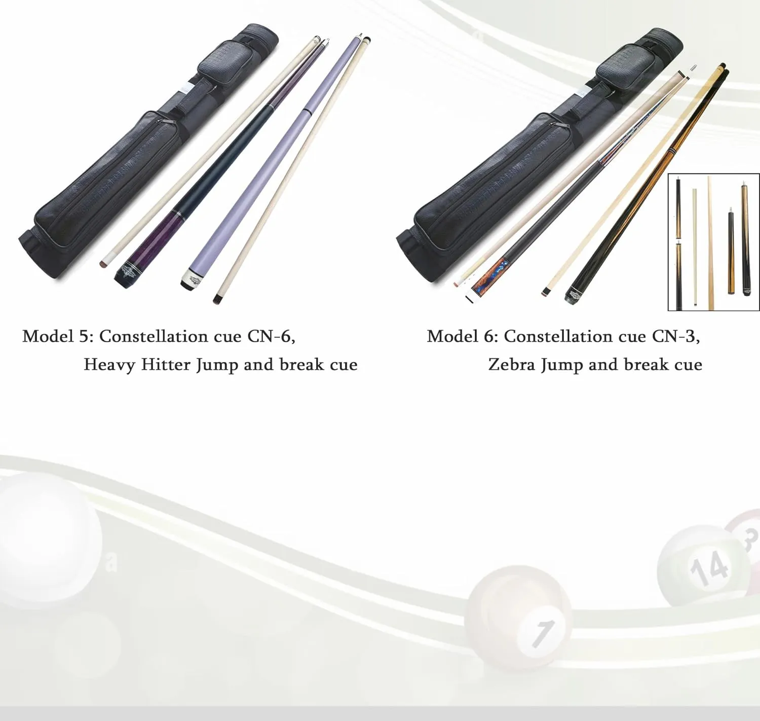 Combo Deal ! Champion Constellation Pool cue and Nemesis Jump and Break cue, Pro Taper,2X2 Cue Case, Two Champion Gloves
