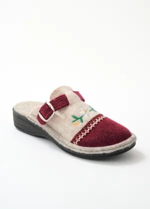 Comfort width embroidered clog mule slipper