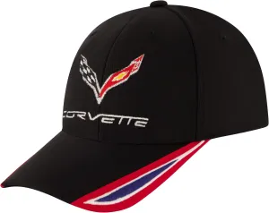 Concept One Chevrolet Baseball Cap, Corvette Logo Flex Fit Baseball Hat with Curved Brim, Black, One Size