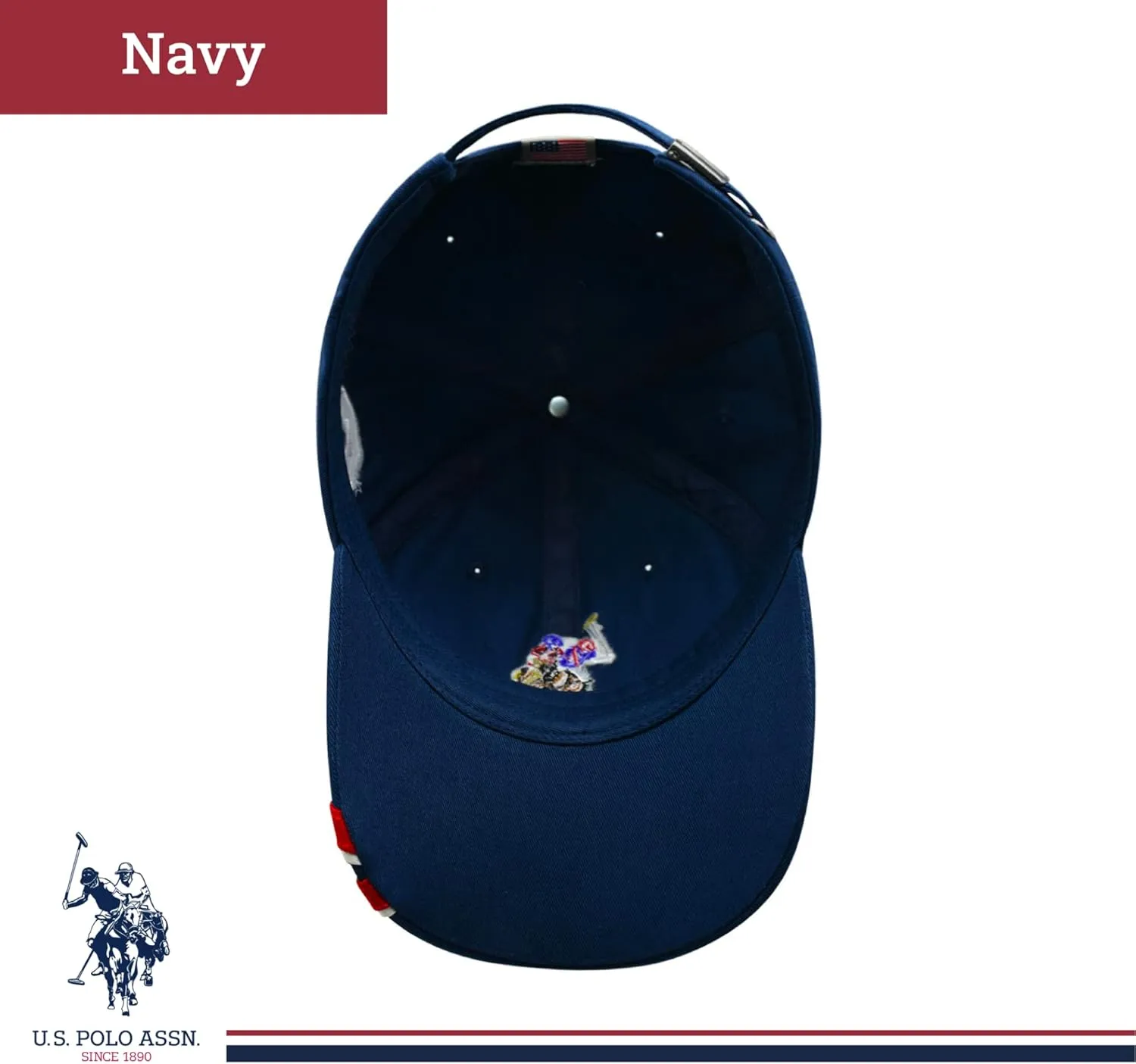Concept One U.s Polo Assn. Dad Hat, Embroidered Horse Logo Adjustable Adult Baseball Cap with Diagonal Accent Stripes