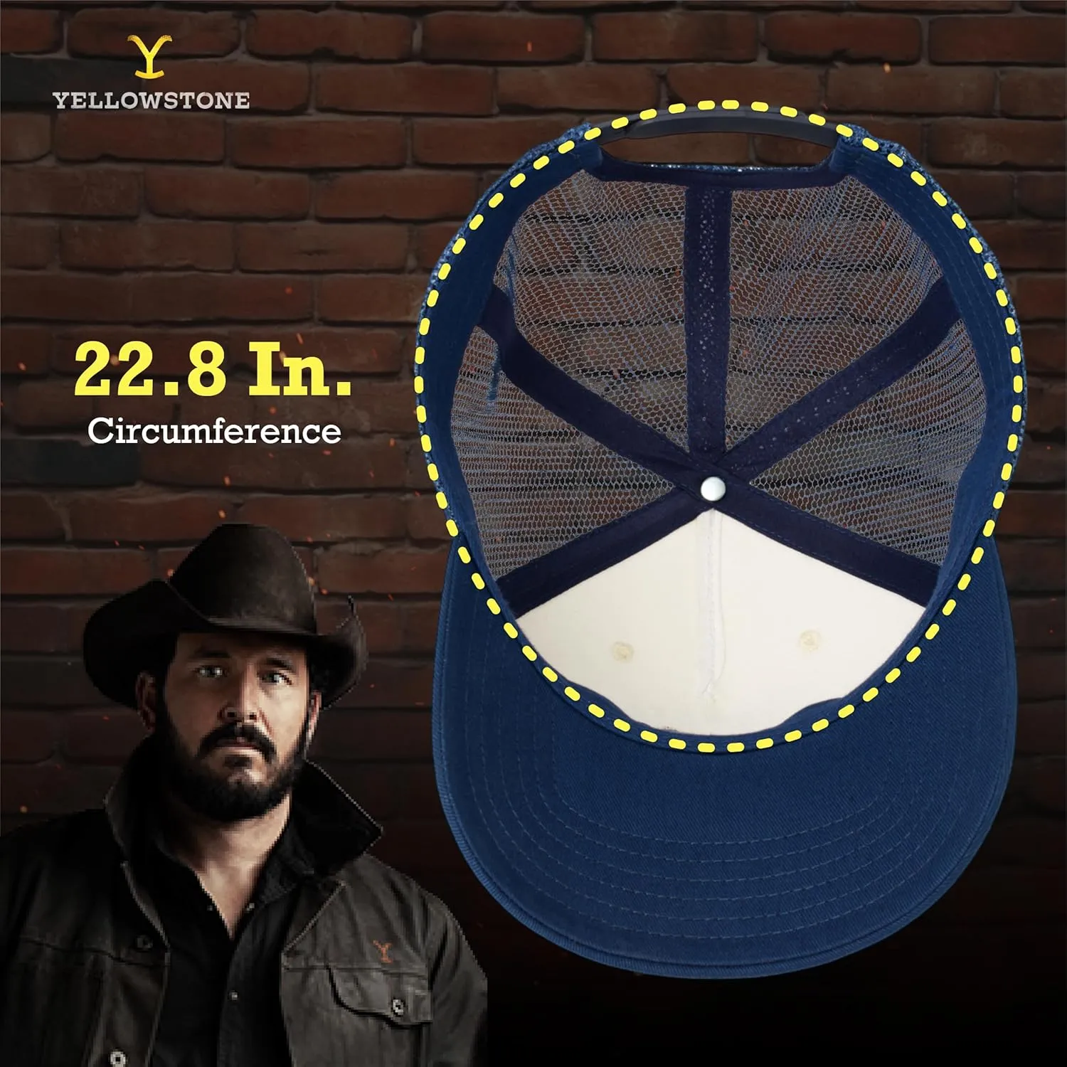 Concept One Yellowstone Trucker Hat, Adjustable Snapback Mesh Baseball Hat with Curved Brim