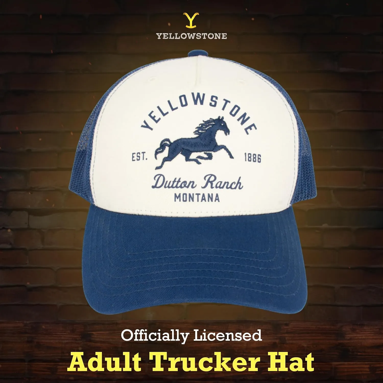 Concept One Yellowstone Trucker Hat, Adjustable Snapback Mesh Baseball Hat with Curved Brim