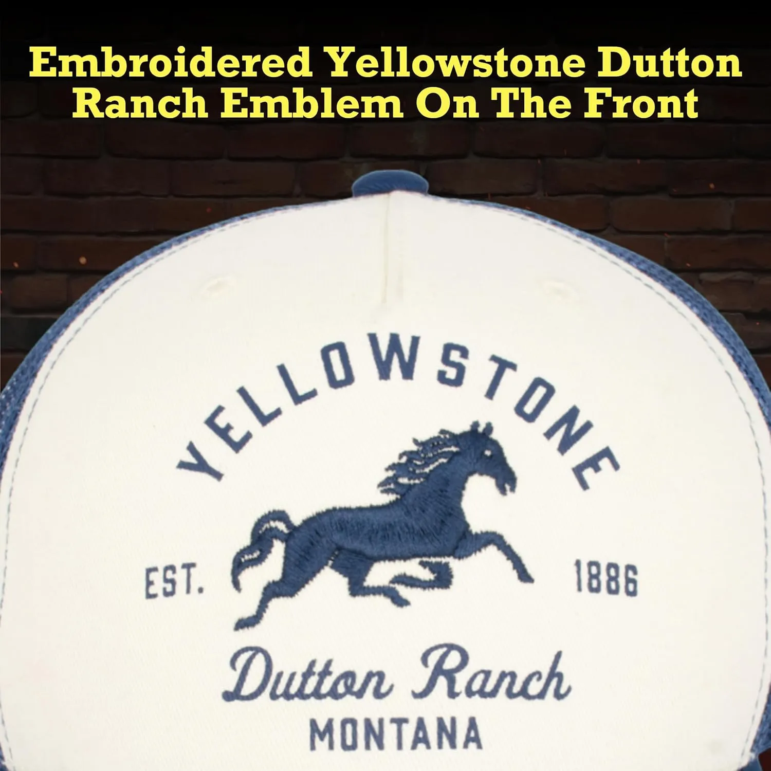 Concept One Yellowstone Trucker Hat, Adjustable Snapback Mesh Baseball Hat with Curved Brim
