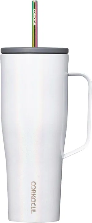 Corkcicle Cold Cup XL Insulated Tumbler with Handle, Lid, & Straw, Sparkle Unicorn Magic, 30 oz – Reusable Cupholder Friendly Water Bottle Keeps Drinks Cold 12hrs
