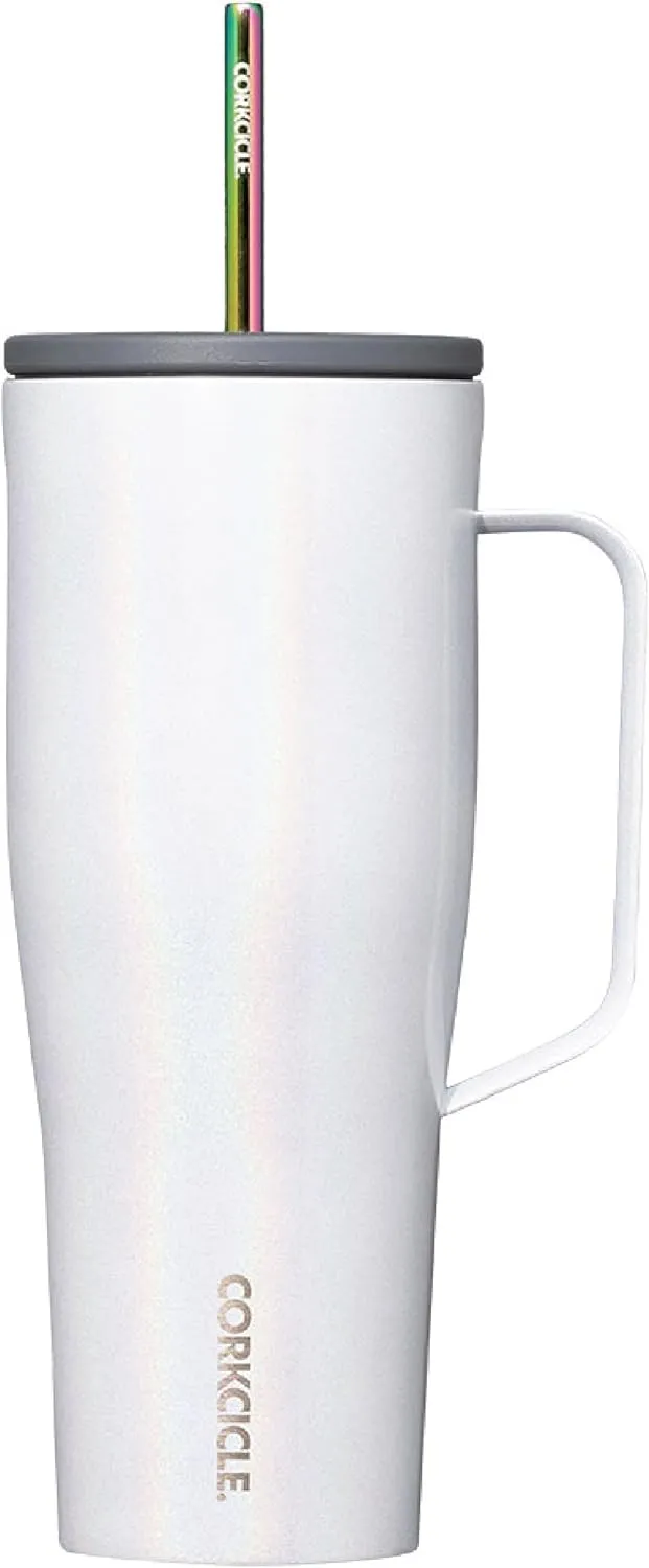 Corkcicle Cold Cup XL Insulated Tumbler with Handle, Lid, & Straw, Sparkle Unicorn Magic, 30 oz – Reusable Cupholder Friendly Water Bottle Keeps Drinks Cold 12hrs
